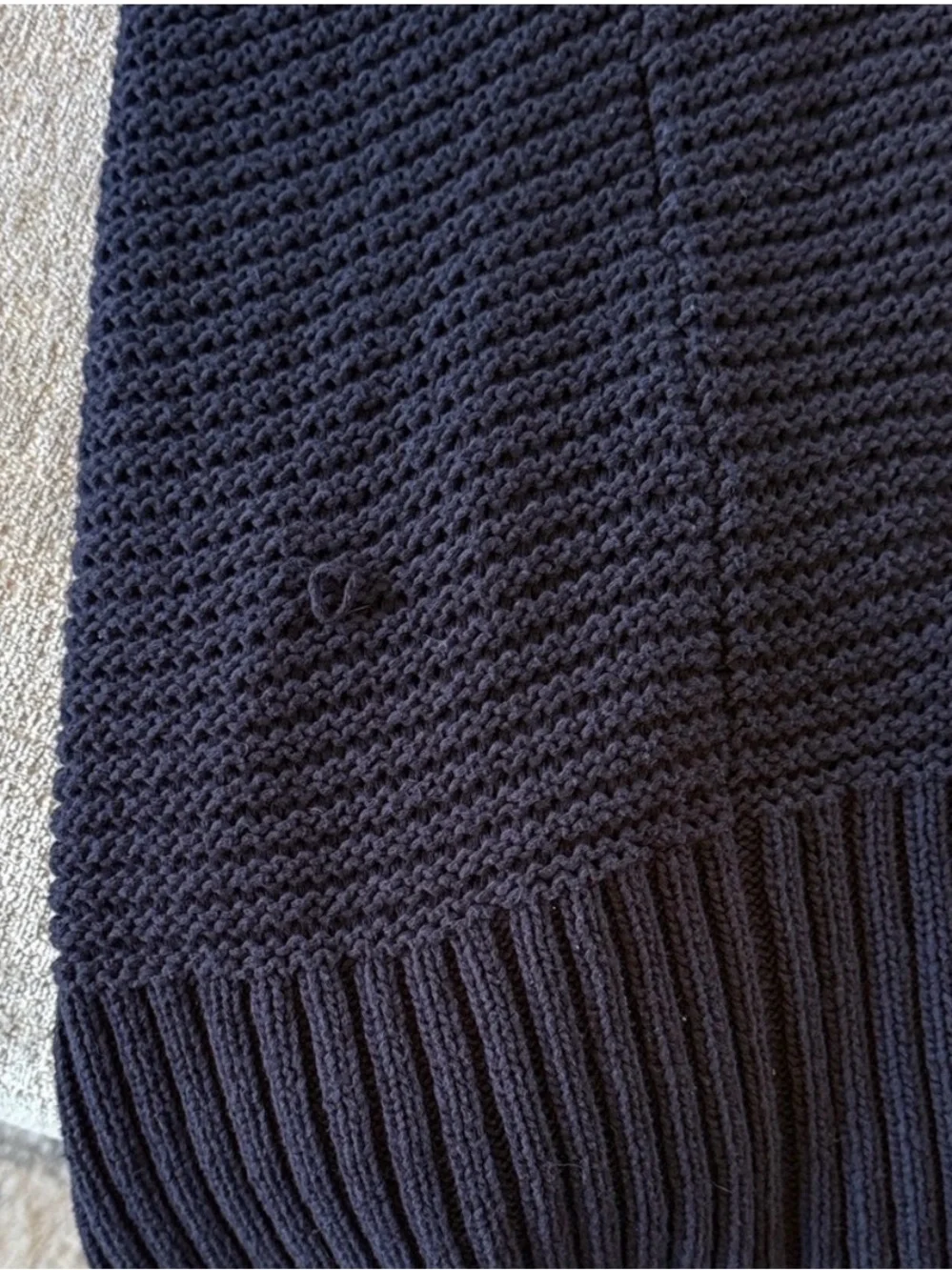 LOFT Navy Open Knit Short Sleeve Long Cardigan Sweater L